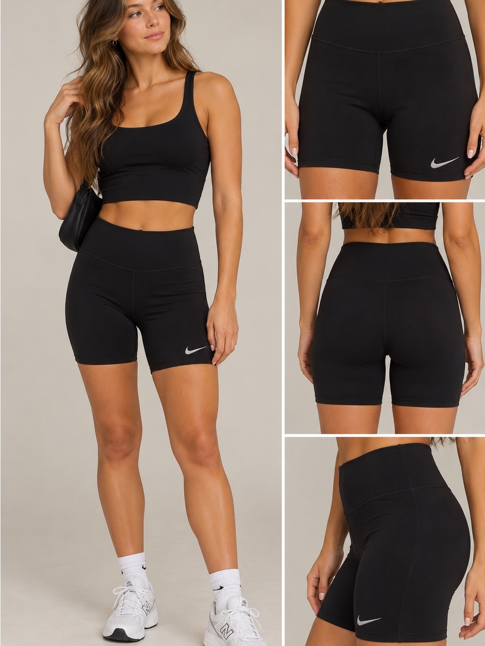 Nike Womens Black Biker Shorts Compression Fit 8" Inseam Size XL